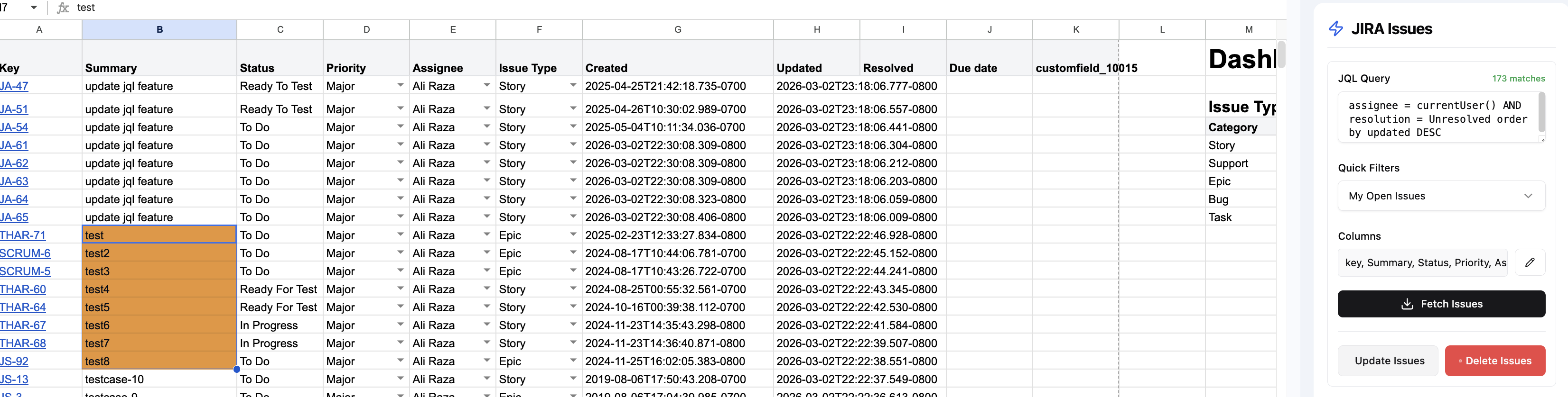 JIRA Issues - Update and Delete